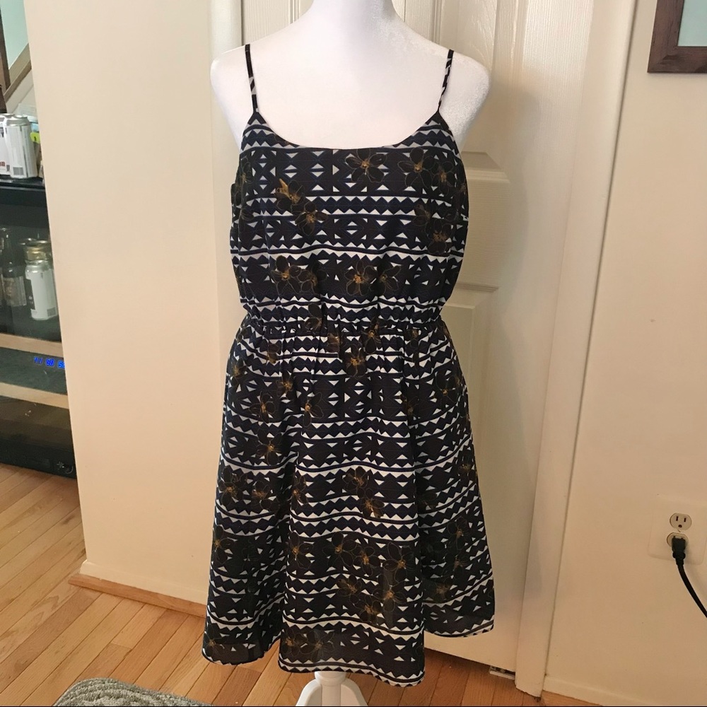 J. Crew navy blue patterned dress, size 6